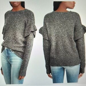 Ralph Lauren Grey Kristi Ruffle Trim Sweater Pullover New Small